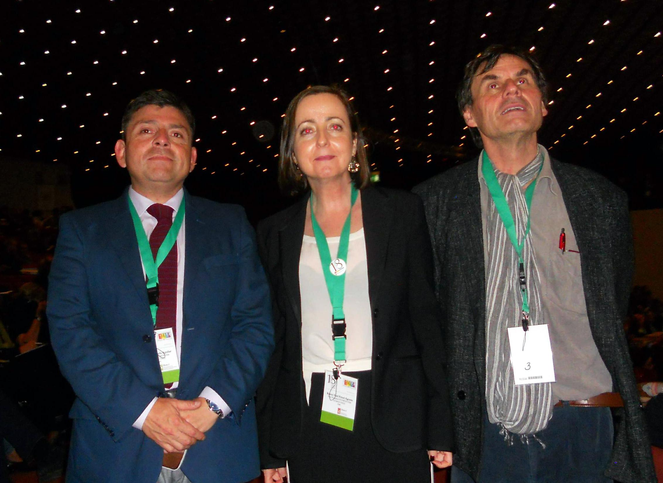 Delegación de ICOMOS Chile: Profesor Mario Ferrada, Karen Fried y profesor Lorenzo Berg.