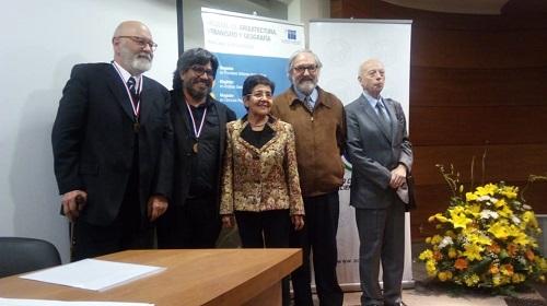 Profesor Romero, junto a autoridades de U. de Concepción y Premios Nacionales de Geografía 2018