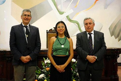 Senadora FAU, Aranka Scherping junto al Rector Vivaldi y el Senador Gutierrez