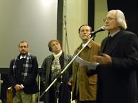 (de izq. a der.) Elías Adasme, Clara Cárdenas, Rector Víctor Pérez y Francisco Brugnoli